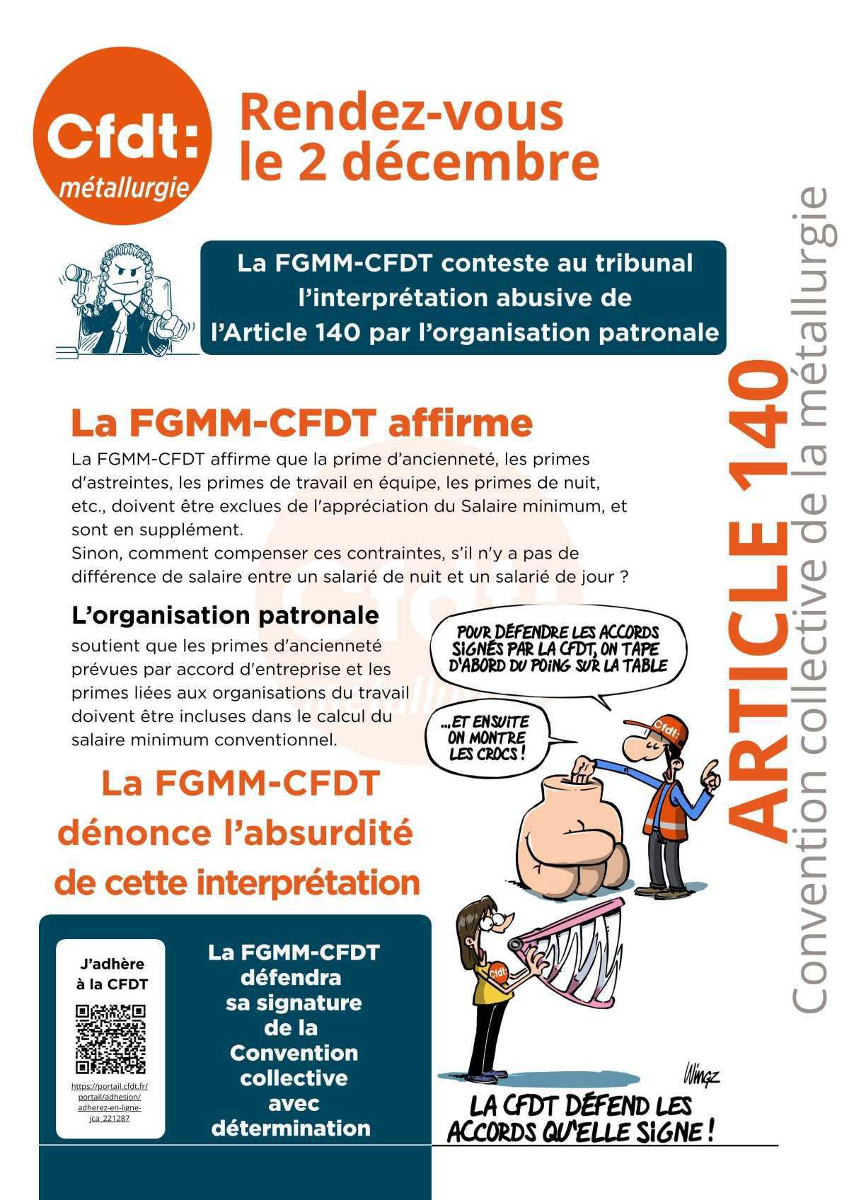 DECISION TRIBUNAL : VICTOIRE --- Contestation de l’interprétation de l’article 140 de la CCN Métallurgie au tribunal