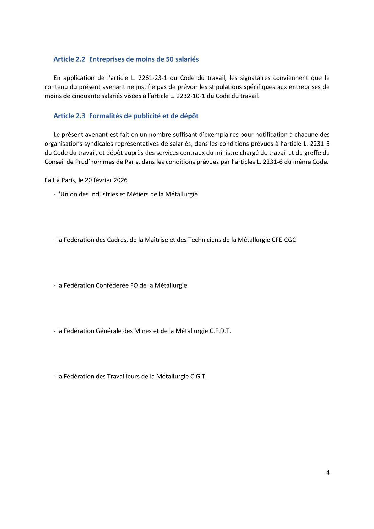 Grille des salaires 2026 - Convention de la métallurgie