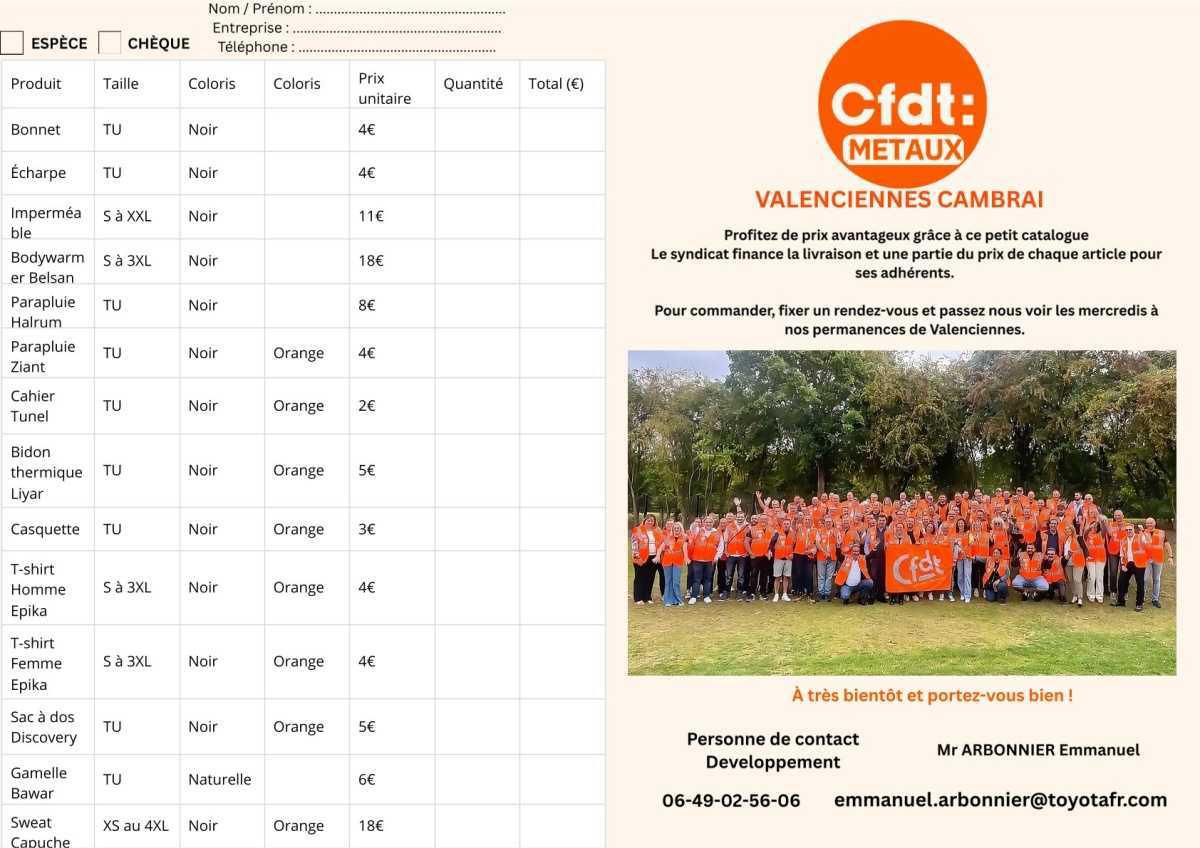 Catalogue articles CFDT pour les adhérents Catalogue articles CFDT pour les adhérents