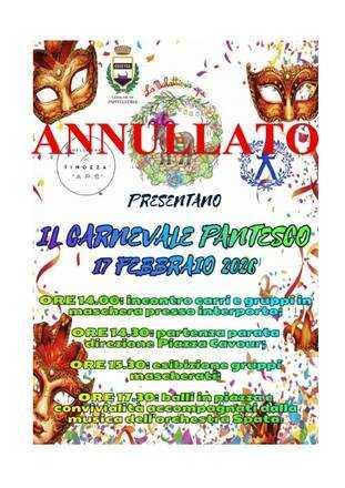 EVENTO ANNULLATO E RIPROGRAMMATO PER IL 22 FEBBRAIO - Il Carnevale Pantesco