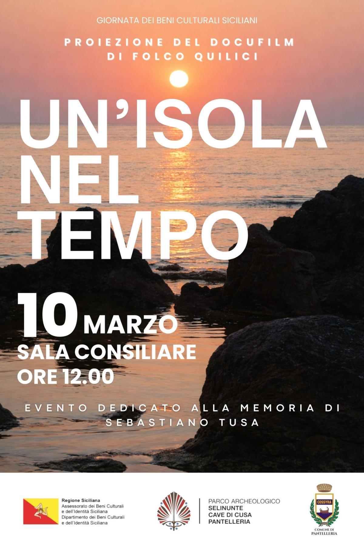 Proiezione del docufilm “Un’Isola nel Tempo” di Folco Quilici (dalle ore 12.00) Proiezione del docufilm “Un’Isola nel Tempo” di Folco Quilici (dalle ore 12.00)