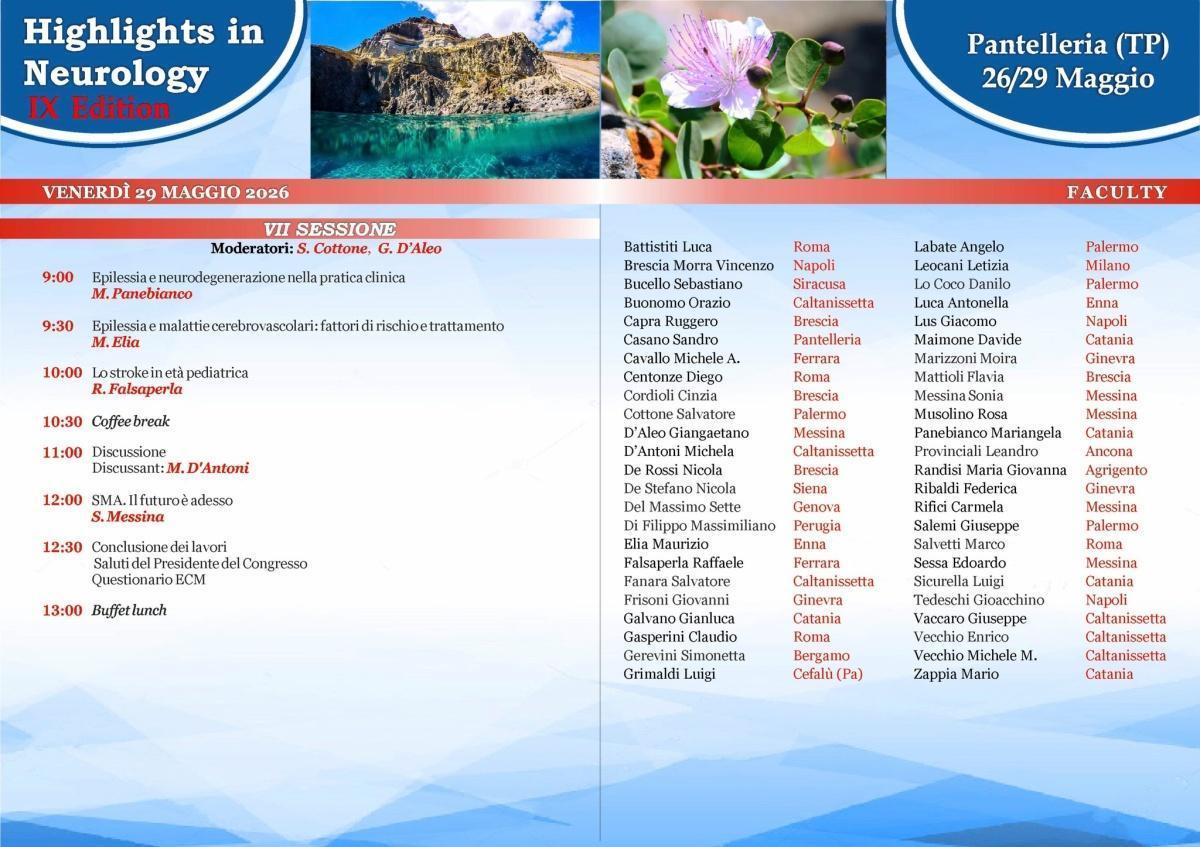 IX edizione di “Highlights in Neurology” (dalle ore 9:00) 
