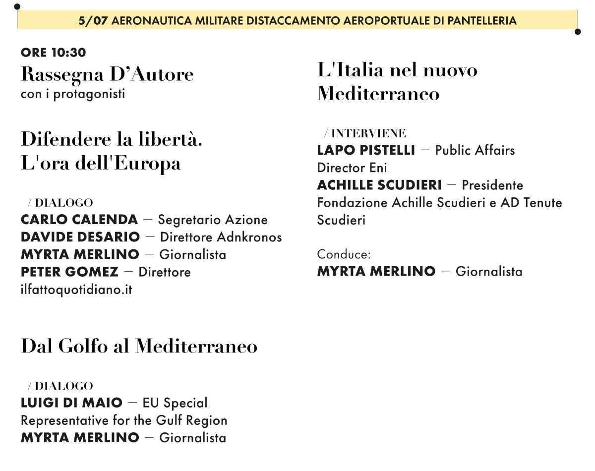 “Pantelleria – Mediterraneo d’Autore” (dalle ore 10:30)