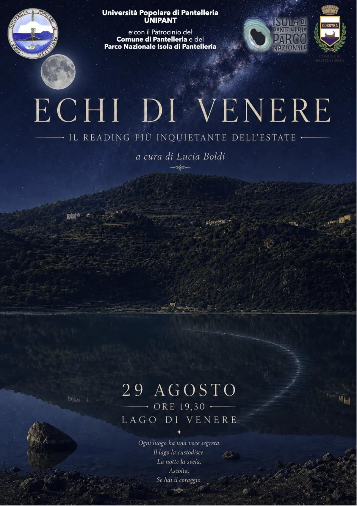 Echi di Venere - Il reading più inquietante dell'estate a cura di Lucia Boldi (start h. 19:30) Echi di Venere - Il reading più inquietante dell'estate a cura di Lucia Boldi (start h. 19:30)