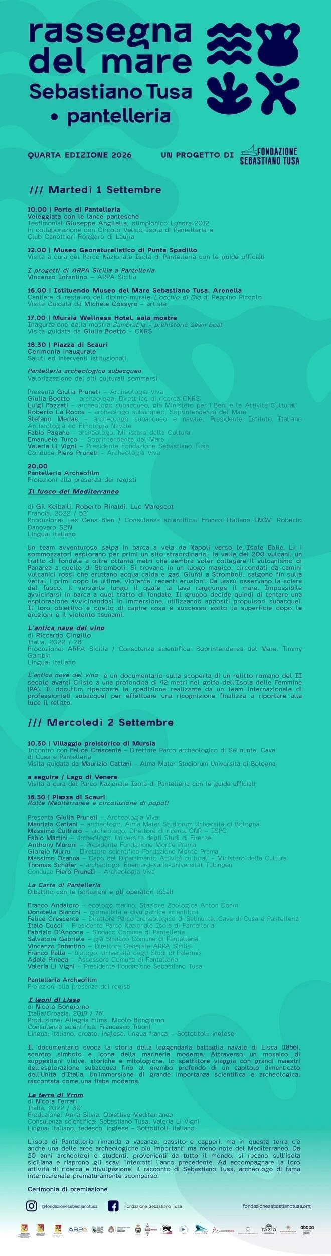 Rassegna del Mare - Sebastiano Tusa - Quarta edizione 2026 (dalle ore 10:30) Rassegna del Mare - Sebastiano Tusa - Quarta edizione 2026 (dalle ore 10:30)