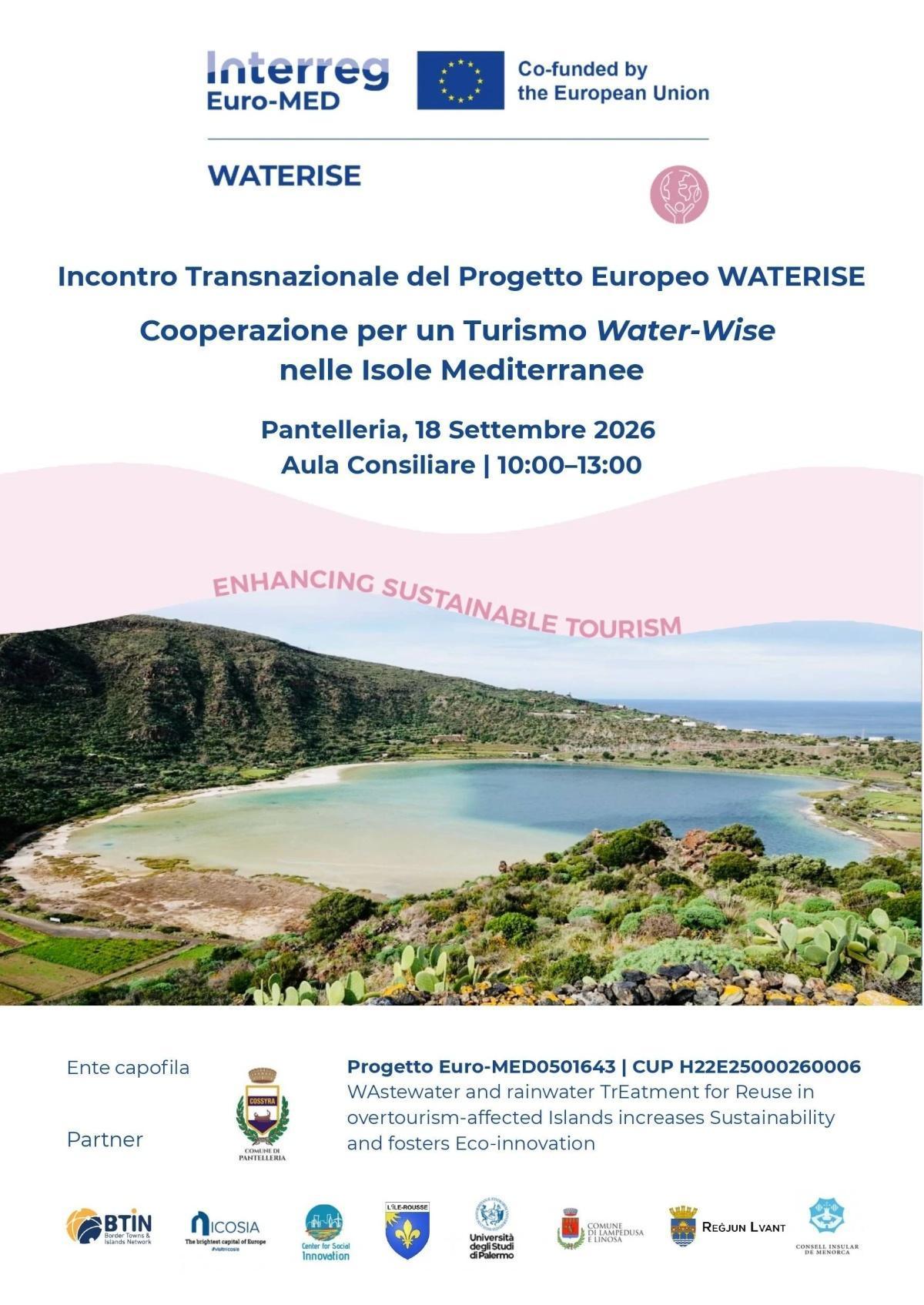 Progetto Europeo WATERISE Cooperazione per un Turismo Water‐Wise nelle Isole Mediterranee (dalle ore 10:00)