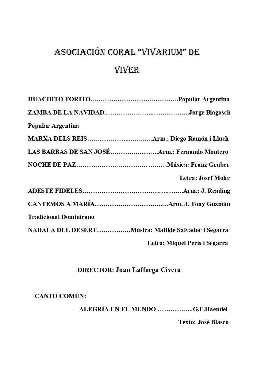 Festival de Villancicos de la Coral de Viver y Jérica