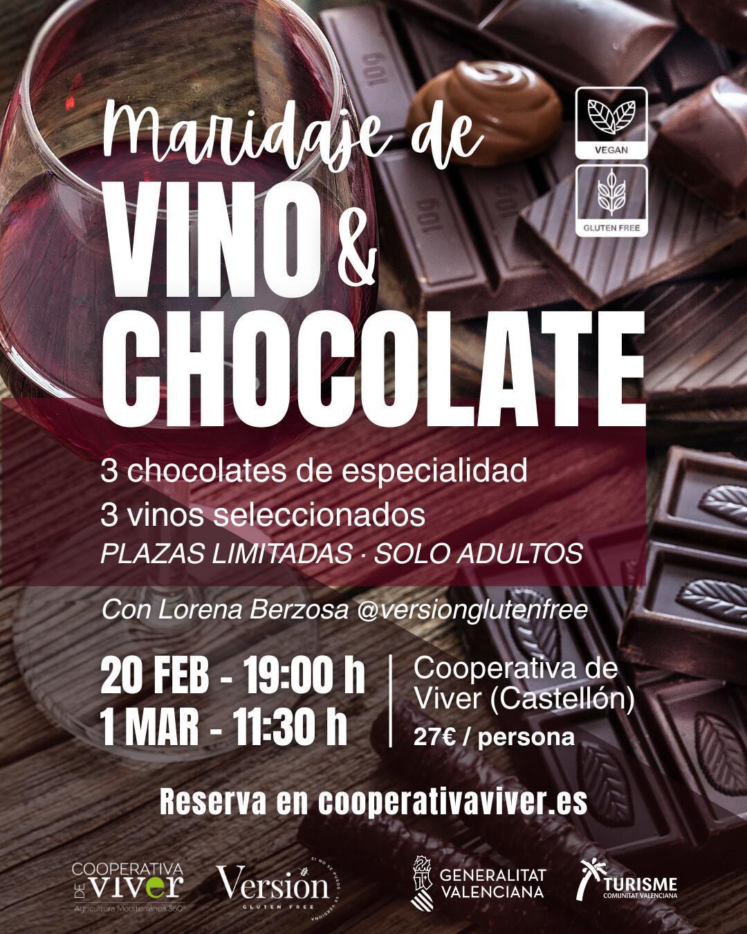 Experiencia: Maridaje de vino y chocolate (Cooperativa de Viver)