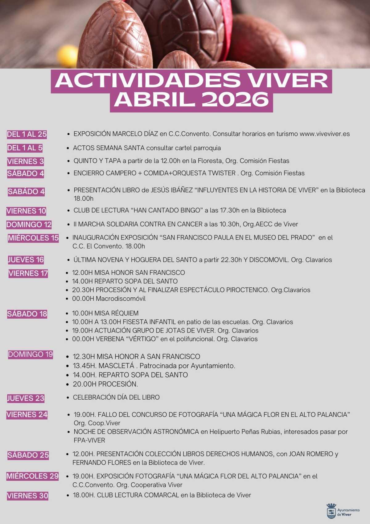 Actividades Viver abril 2026