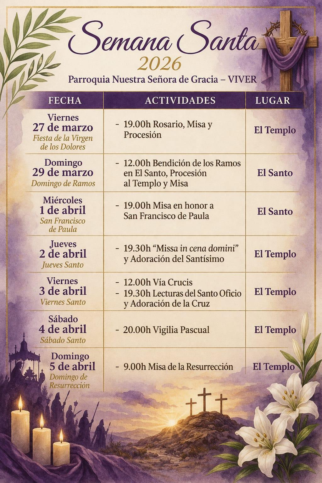 Actos religiosos Semana Santa