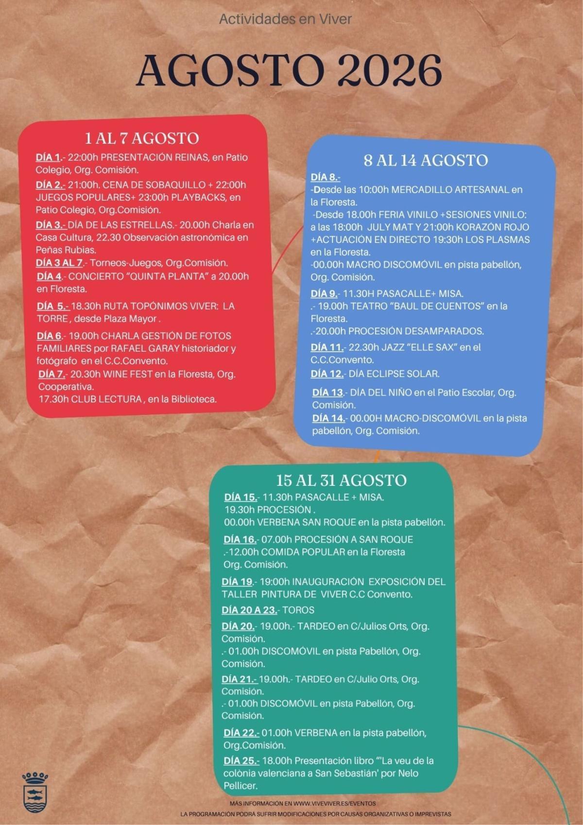 Actividades de agosto en Viver