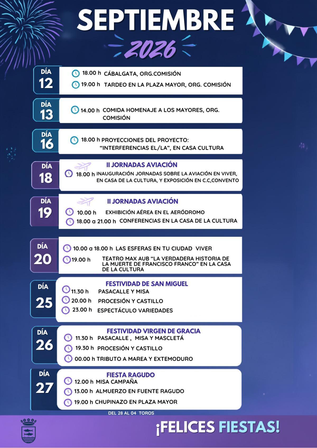 Programación de Septiembre 2026 en Viver