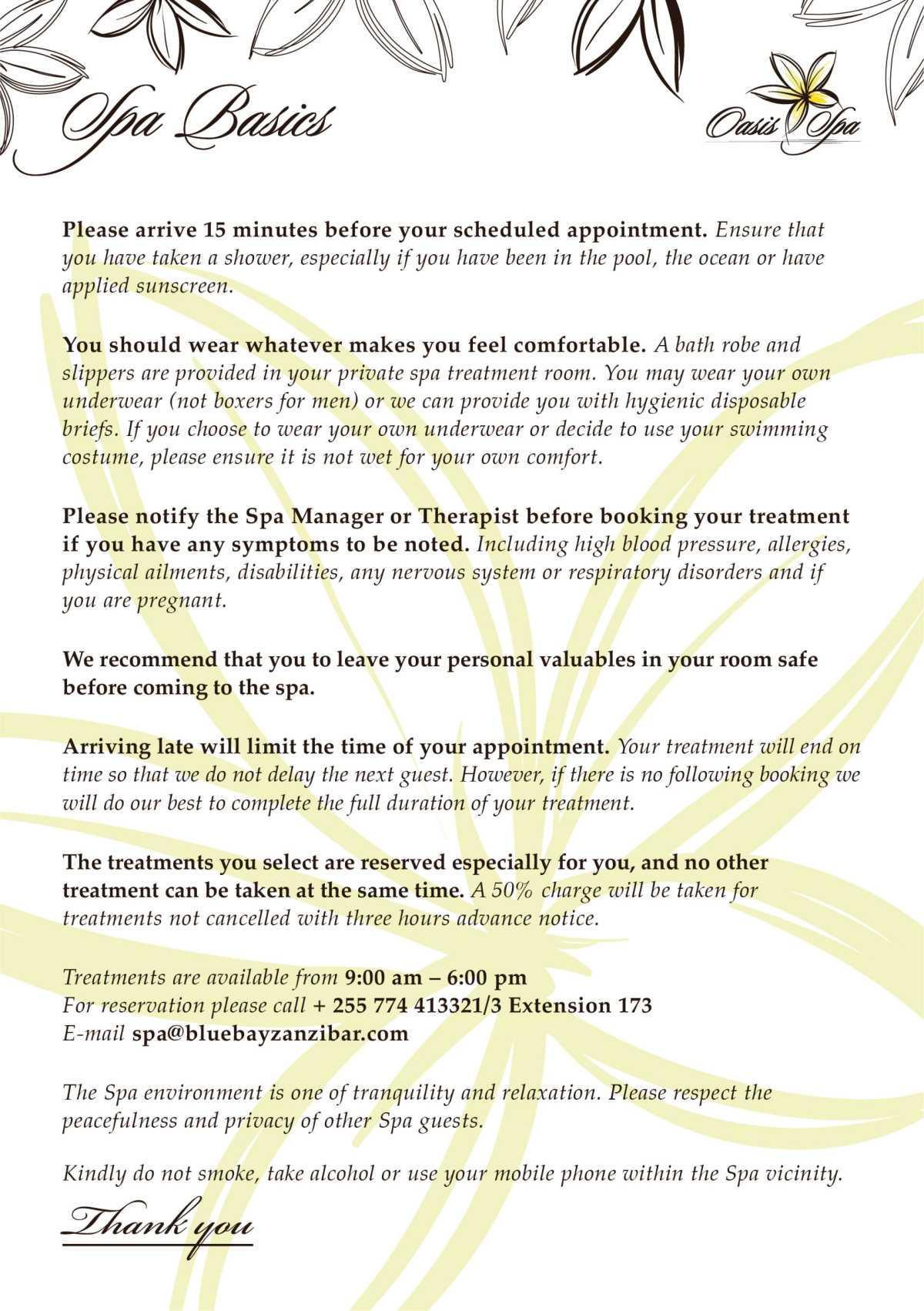 Oasis SPA full offer