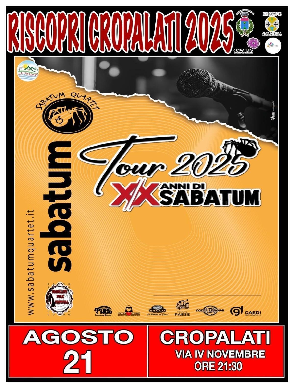 Sabatum Quartet - Riscopri Cropalati 2025 (start h. 21.30) Sabatum Quartet - Riscopri Cropalati 2025 (start h. 21.30)