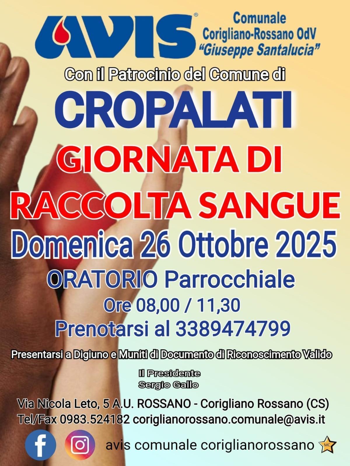 Giornata di Raccolta Sangue (dalle ore 8.00 alle ore 11.30)