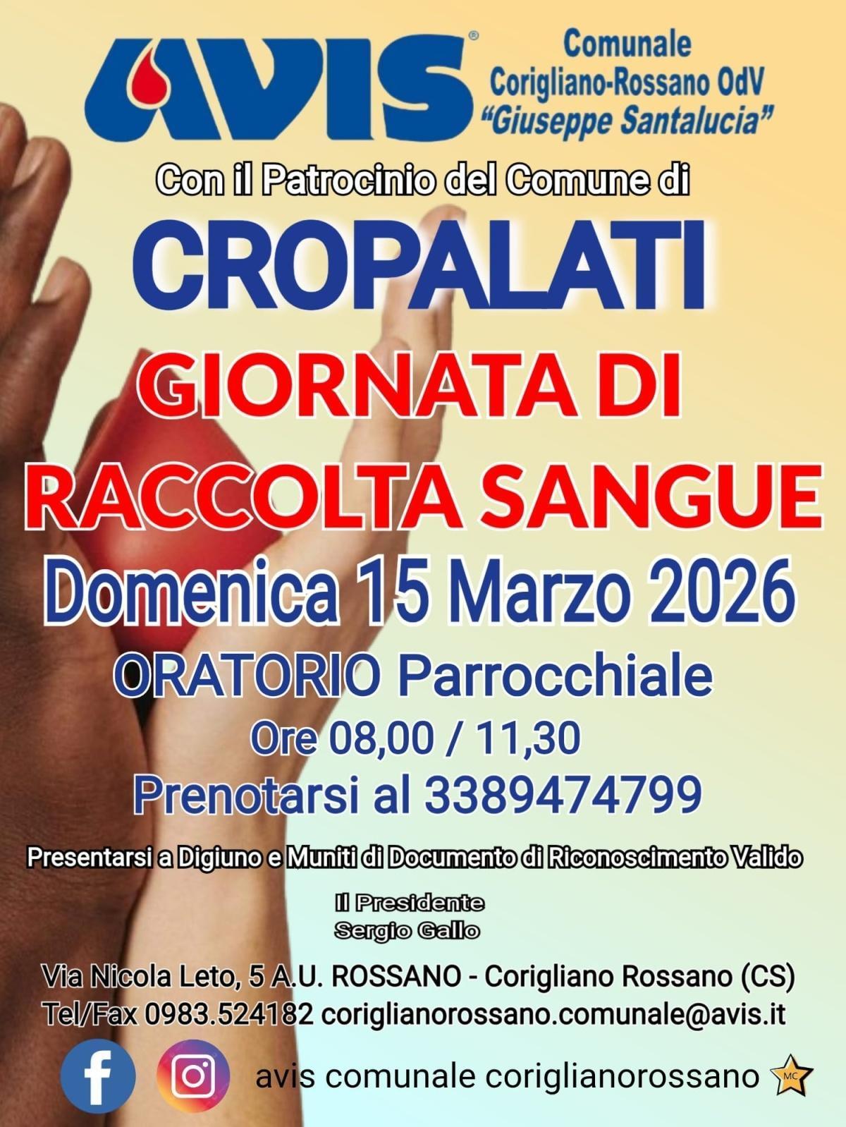 Giornata di Raccolta Sangue (dalle ore 8.00 alle 11.30)