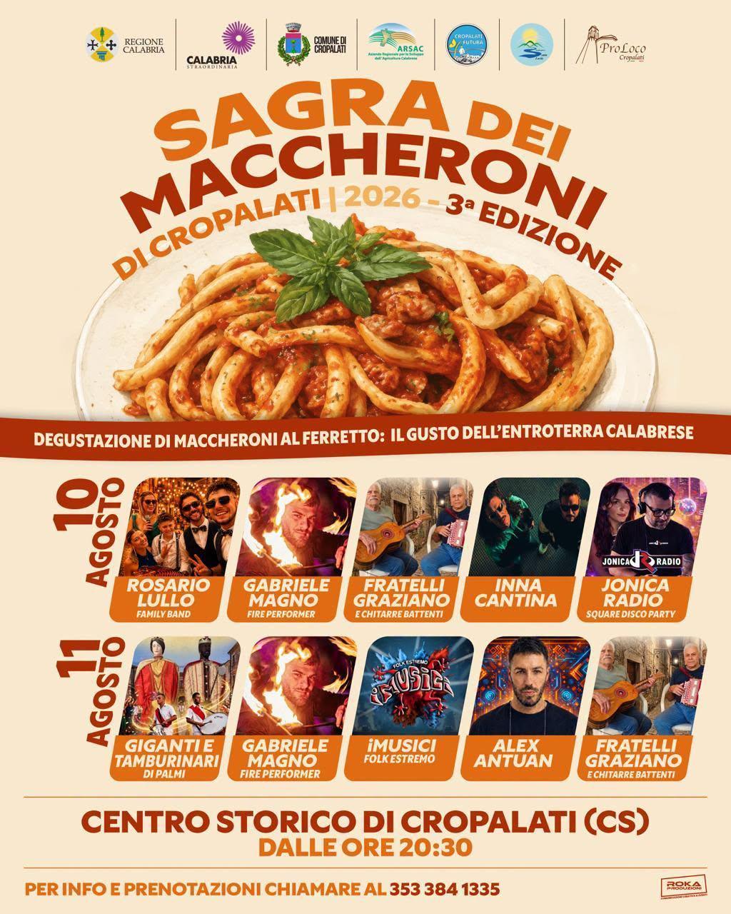 Sagra Dei Maccheroni - R…ESTATE a Cropalati” Inizio ore 19.00)