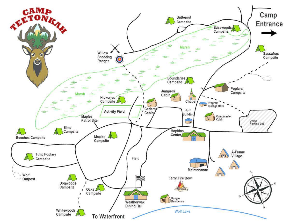 Camp Teetonkah Map