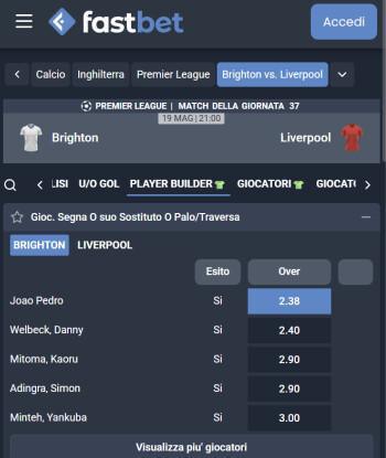 Funzione Speciale: PLAYER BUILDER Funzione Speciale: PLAYER BUILDER