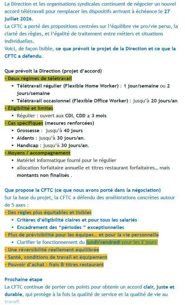 Négociations 2026 - Télétravail - les propositions 