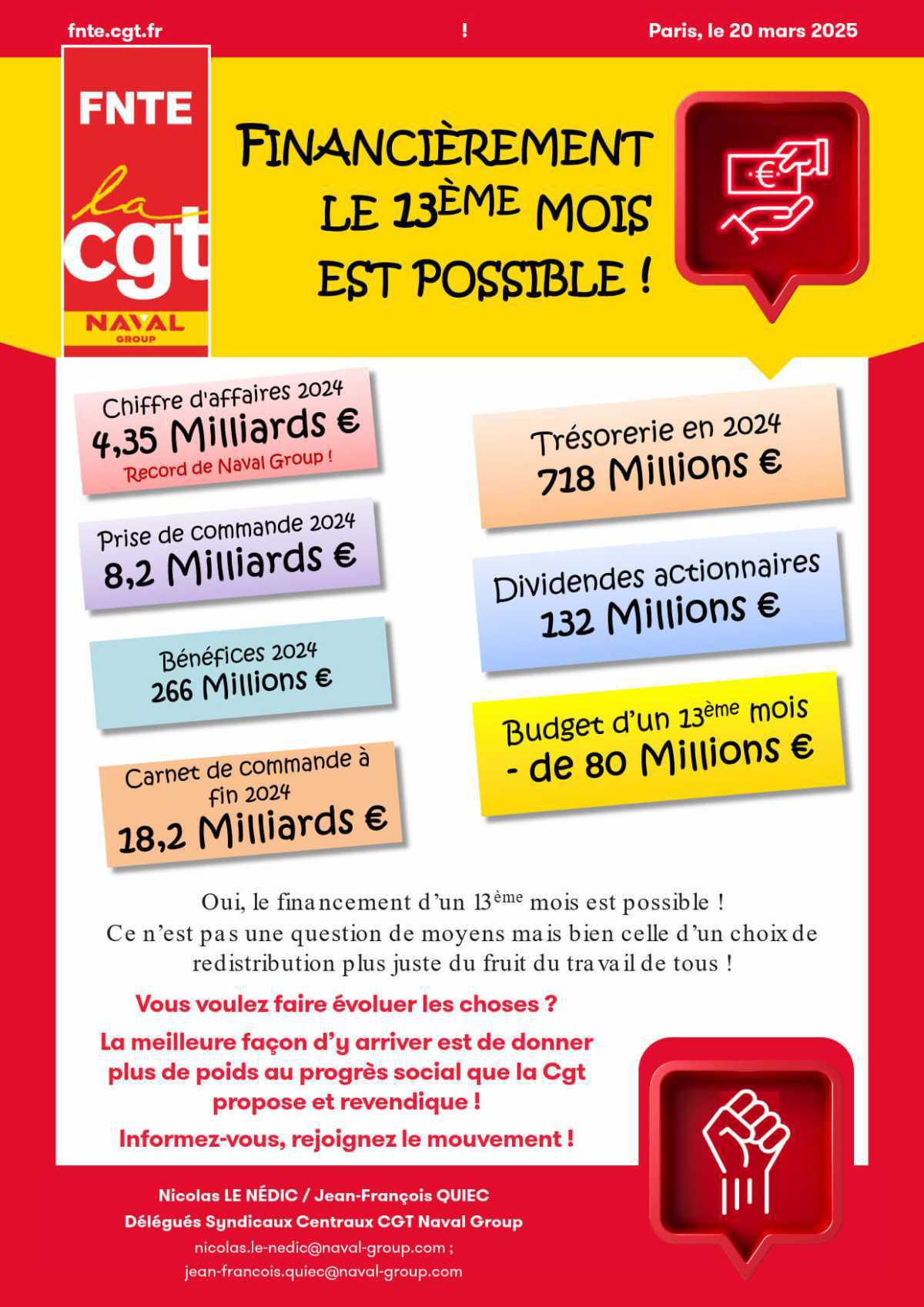 Financièrement, le 13ème mois est possible à Naval Group!