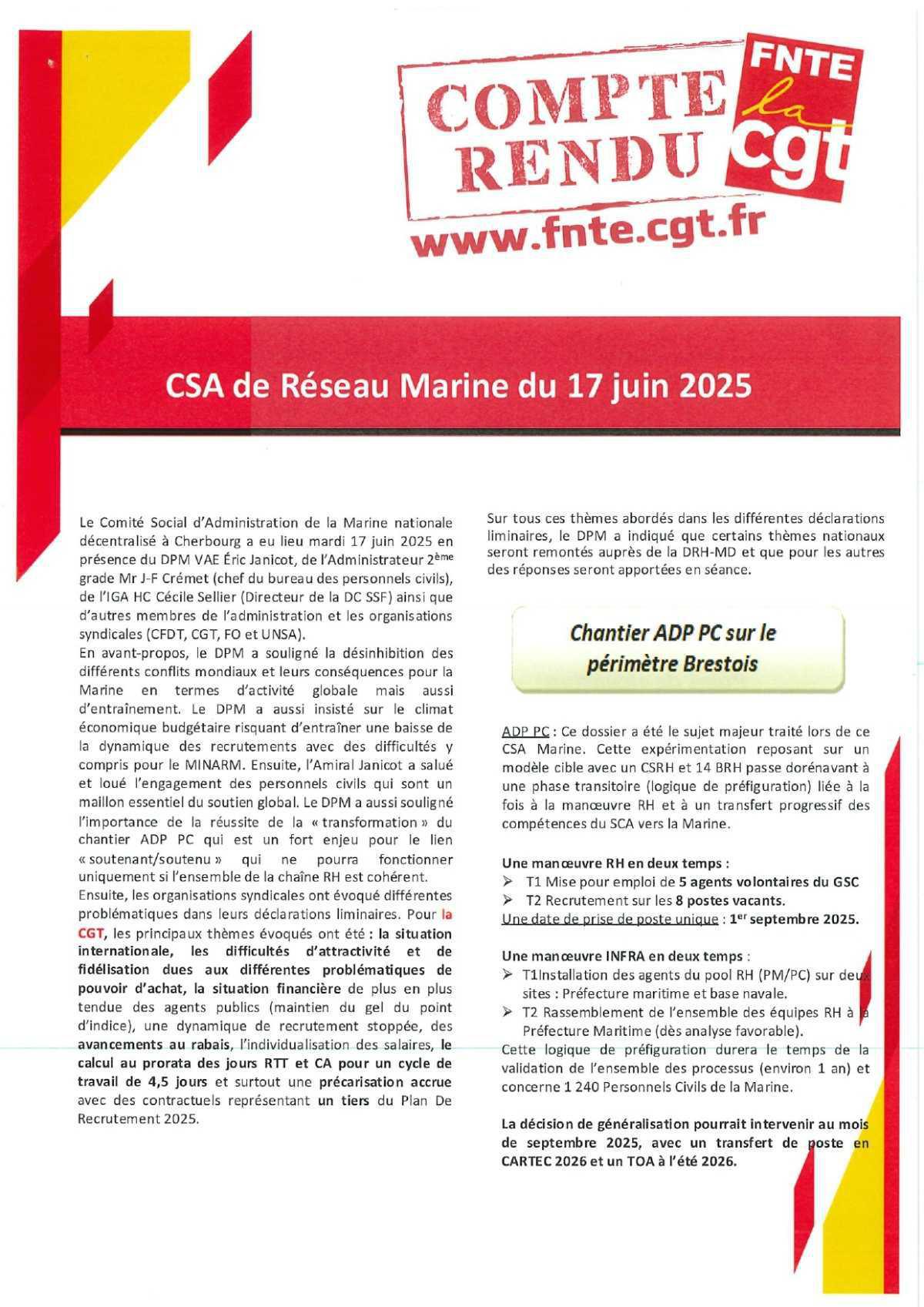 CSA Marine du 17 juin 2025