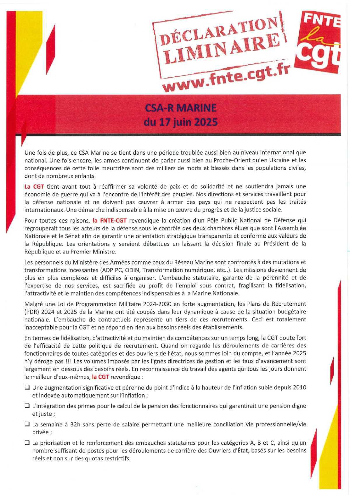 CSA Marine du 17 juin 2025