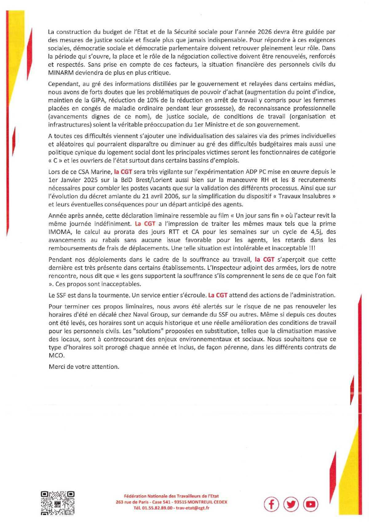 CSA Marine du 17 juin 2025