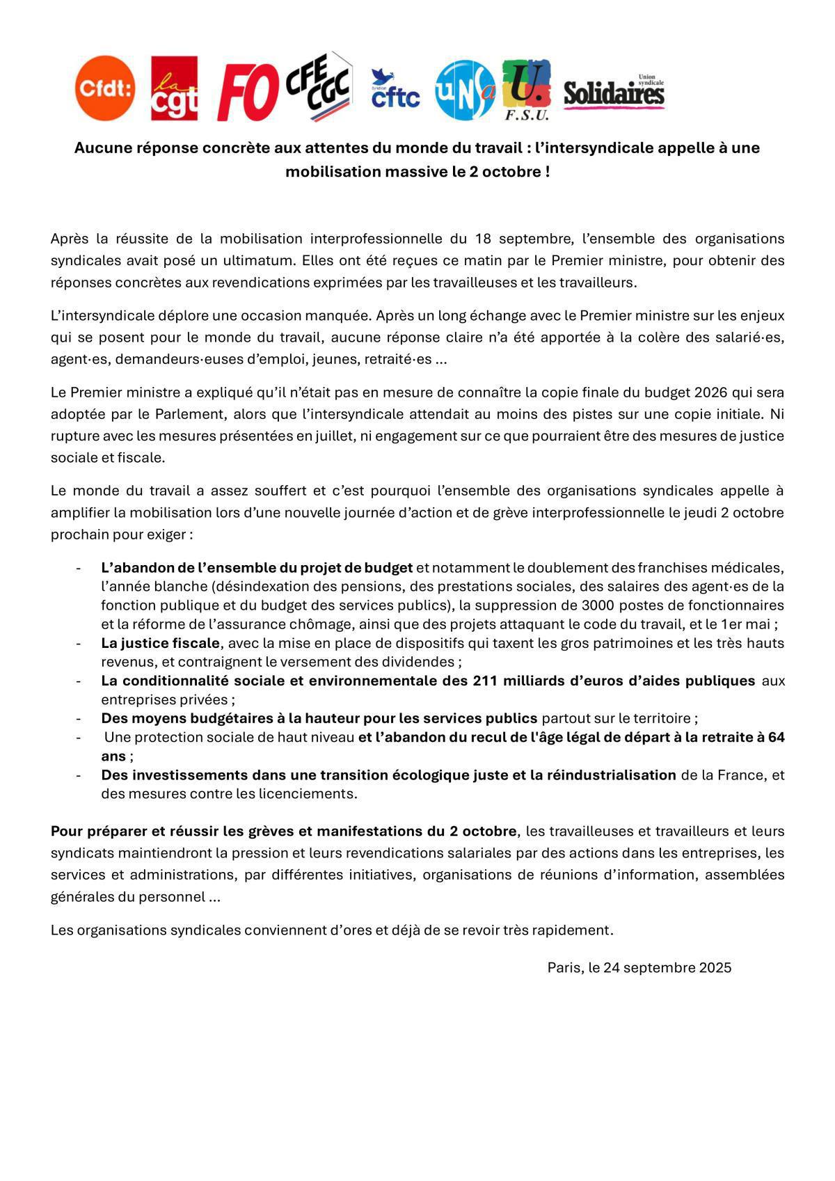 Toutes et tous mobilisé.es le 2 Octobre !