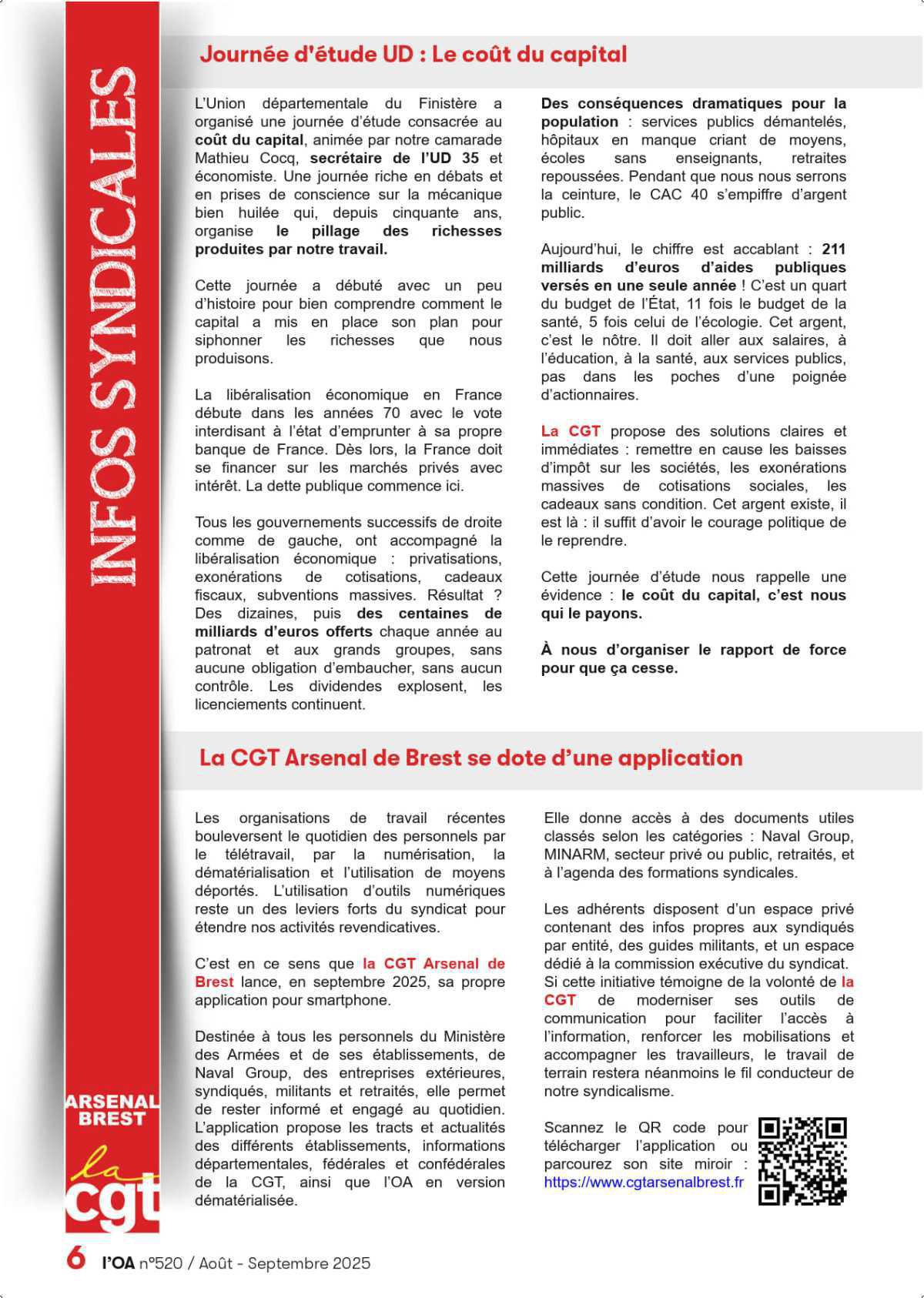 L'OA : Aout - Septembre 2025