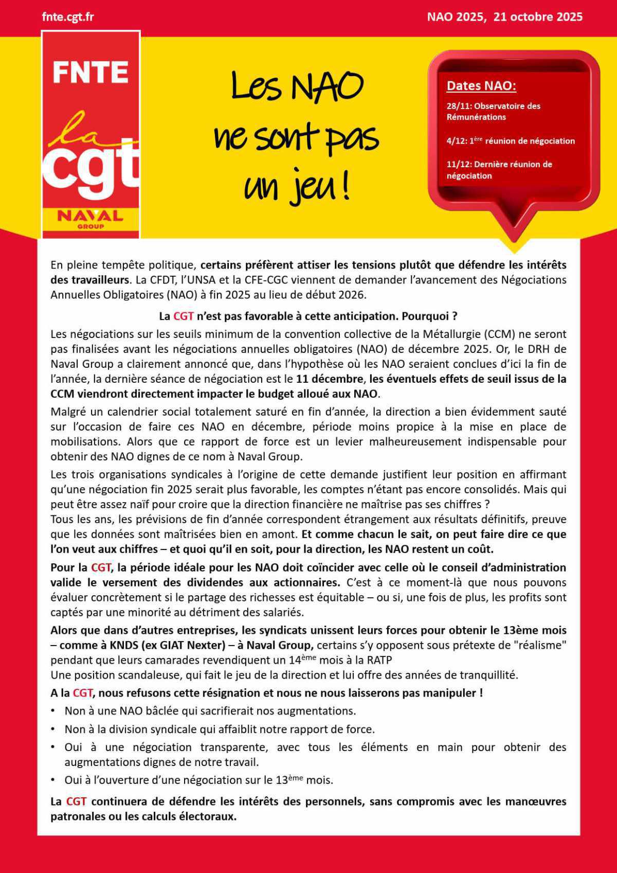 Les NAO ne sont pas un jeu !