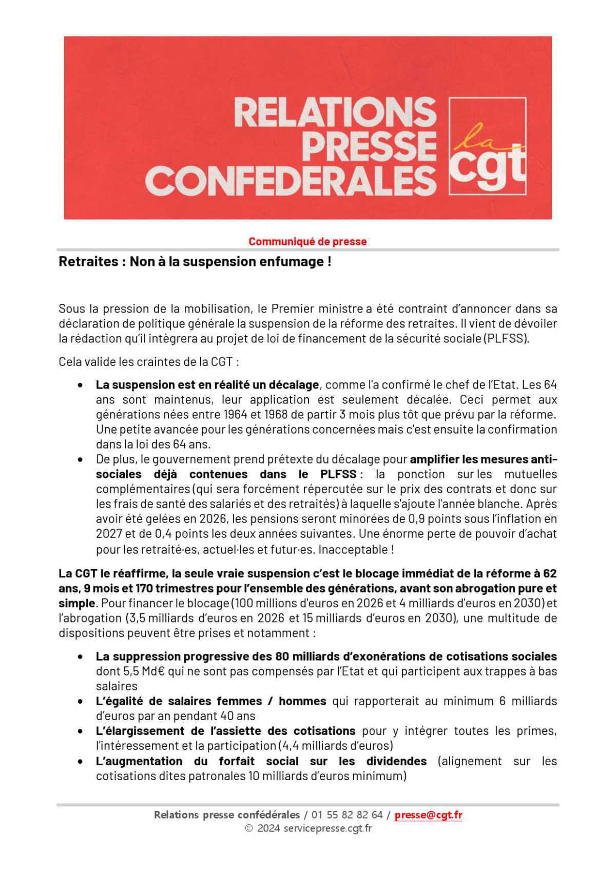 Retraites : Non à la suspension enfumage !