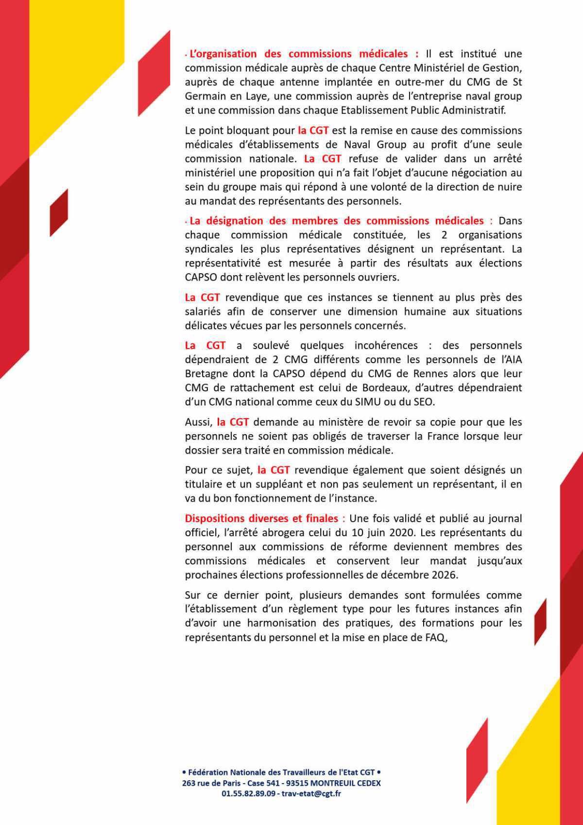 LES COMMISSIONS MEDICALES POUR REMPLACER LES COMMISSIONS DE REFORME