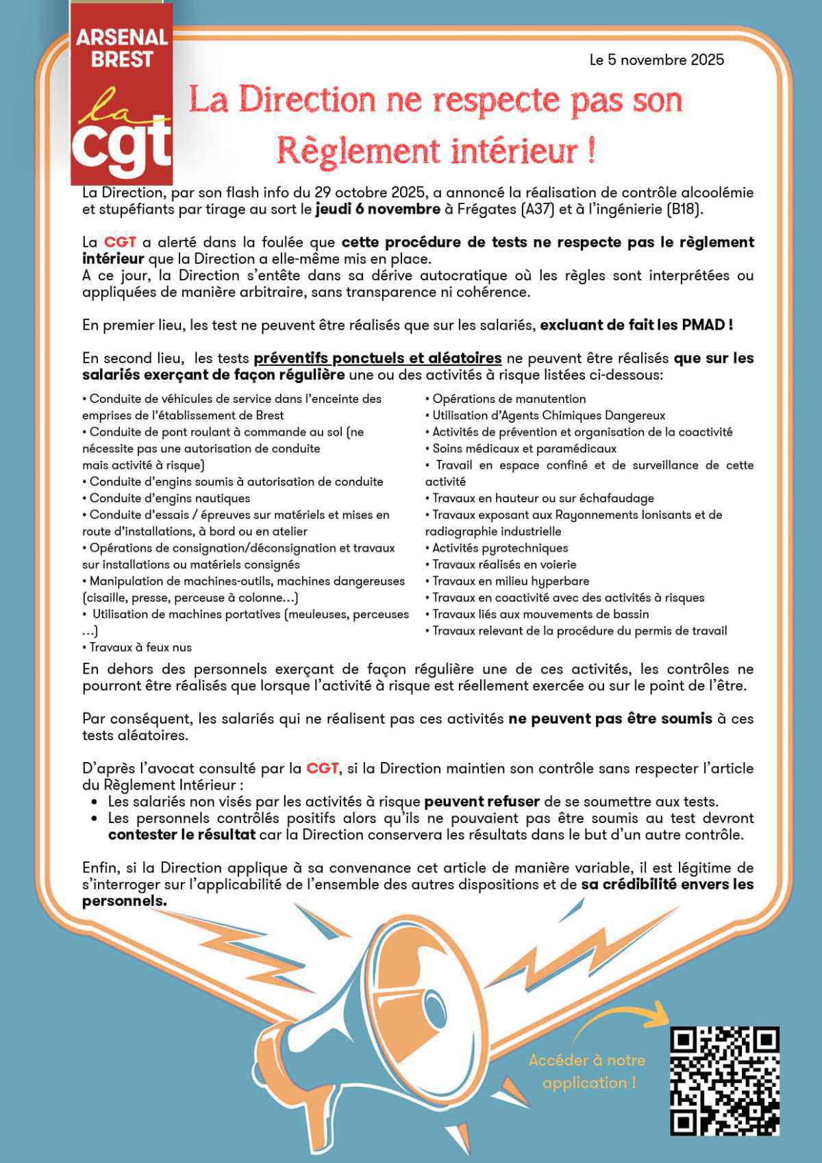 La Direction ne respecte pas son règlement intérieur !