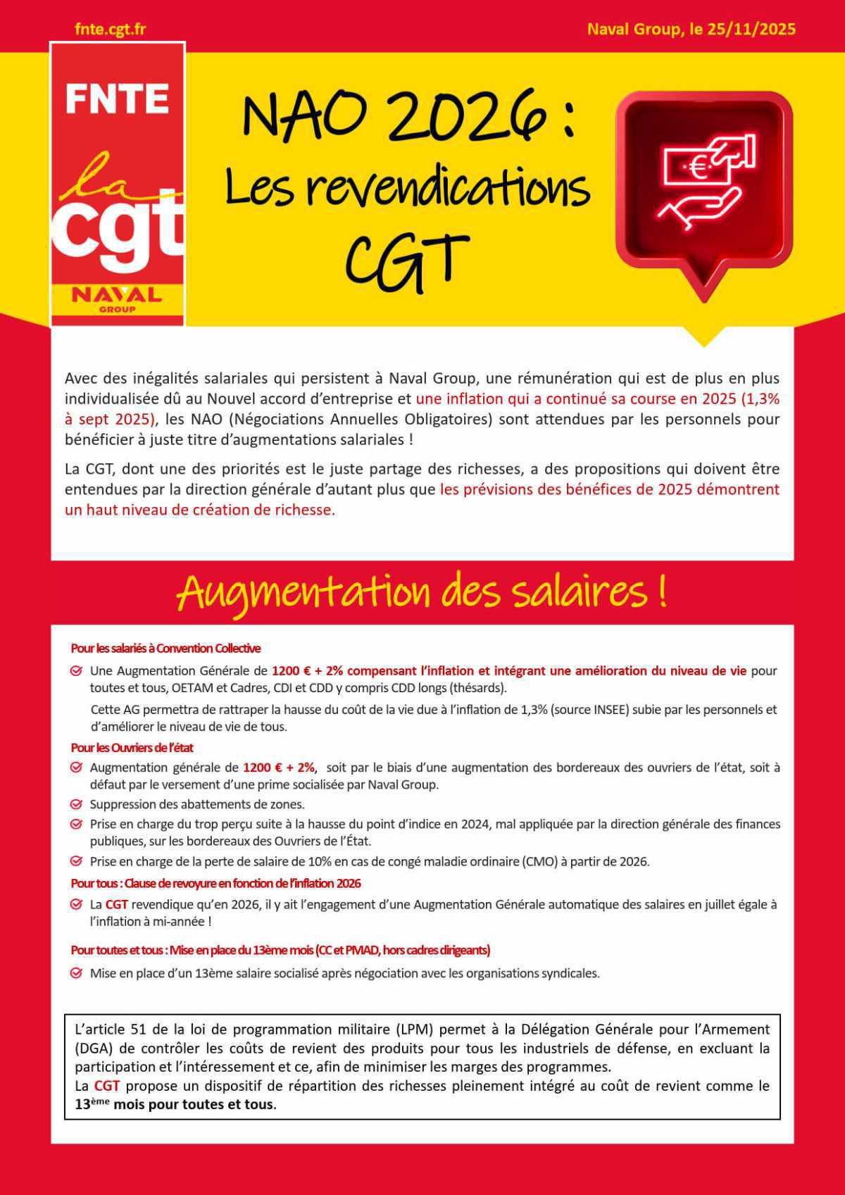 NAO 2026 : Les revendications CGT !