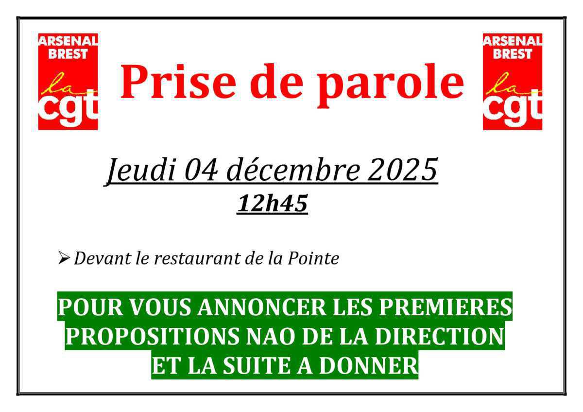 La NAO 2026 dépendra des personnels : Prises de parole le jeudi 04 décembre