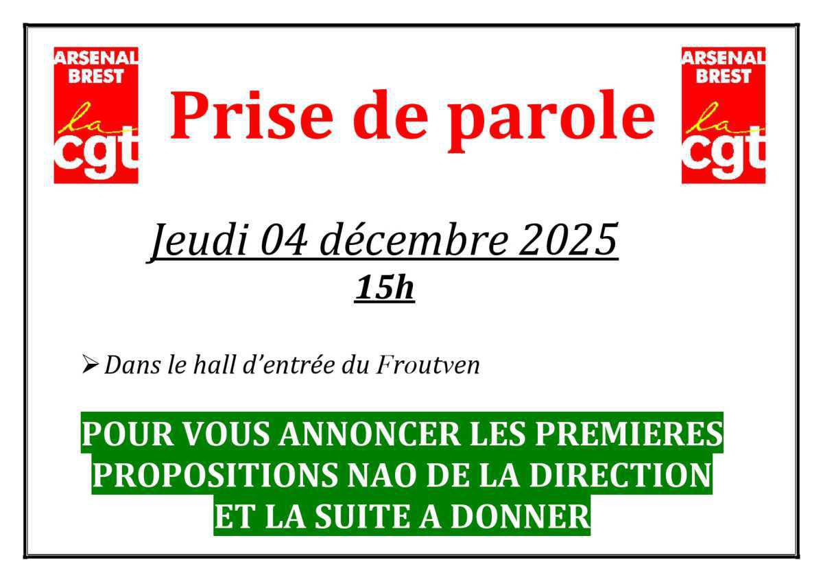 La NAO 2026 dépendra des personnels : Prises de parole le jeudi 04 décembre