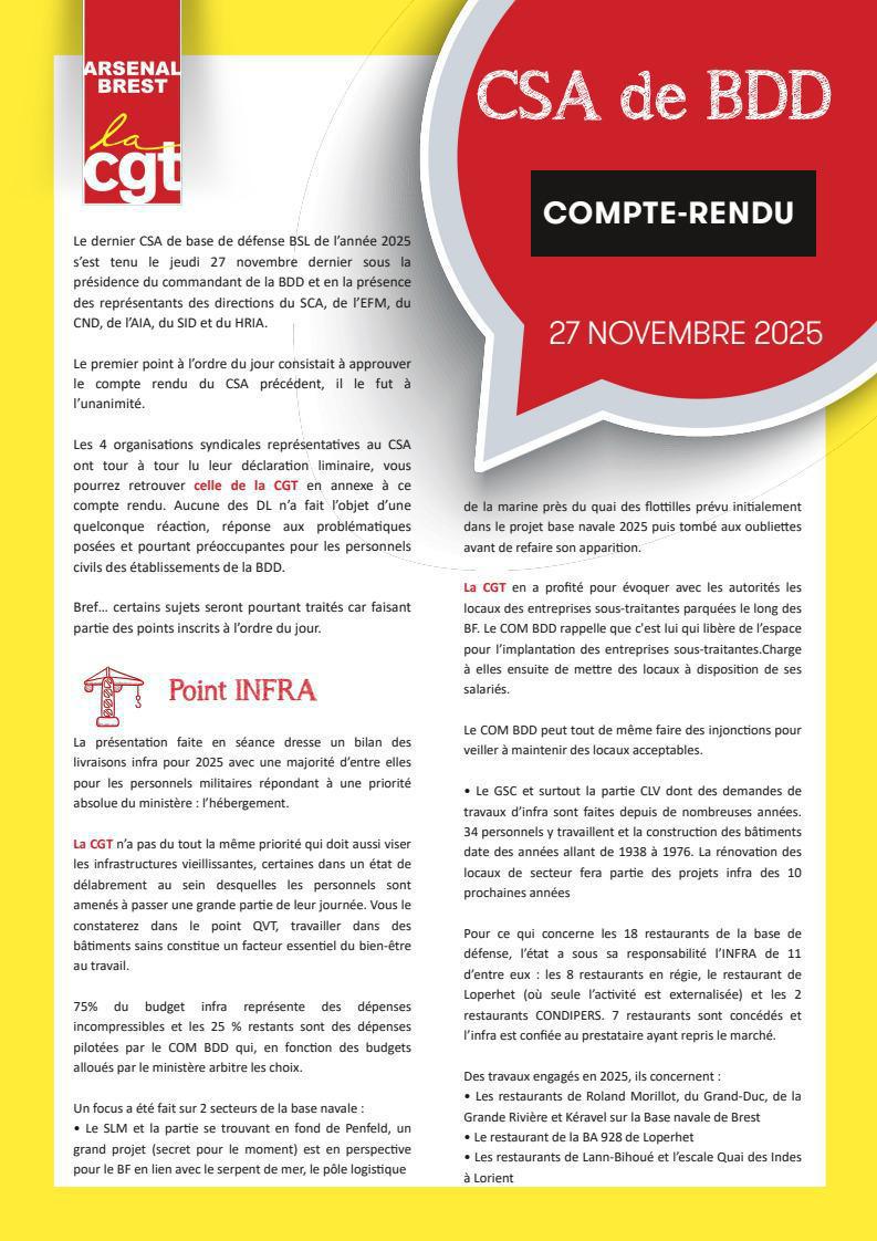 CSA de Base de défense du 27 novembre 2025