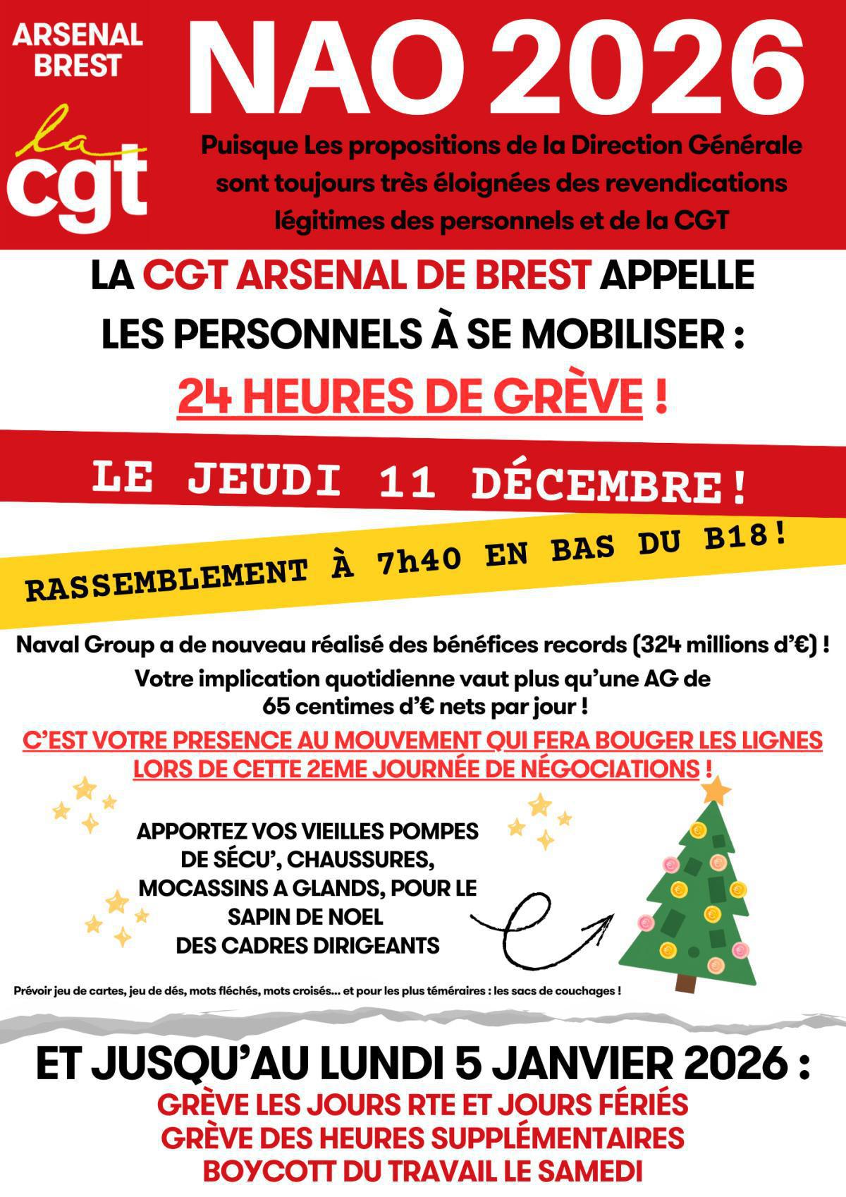 NAO 2026 : APPEL A 24 HEURES DE GREVE LE JEUDI 11 DECEMBRE !