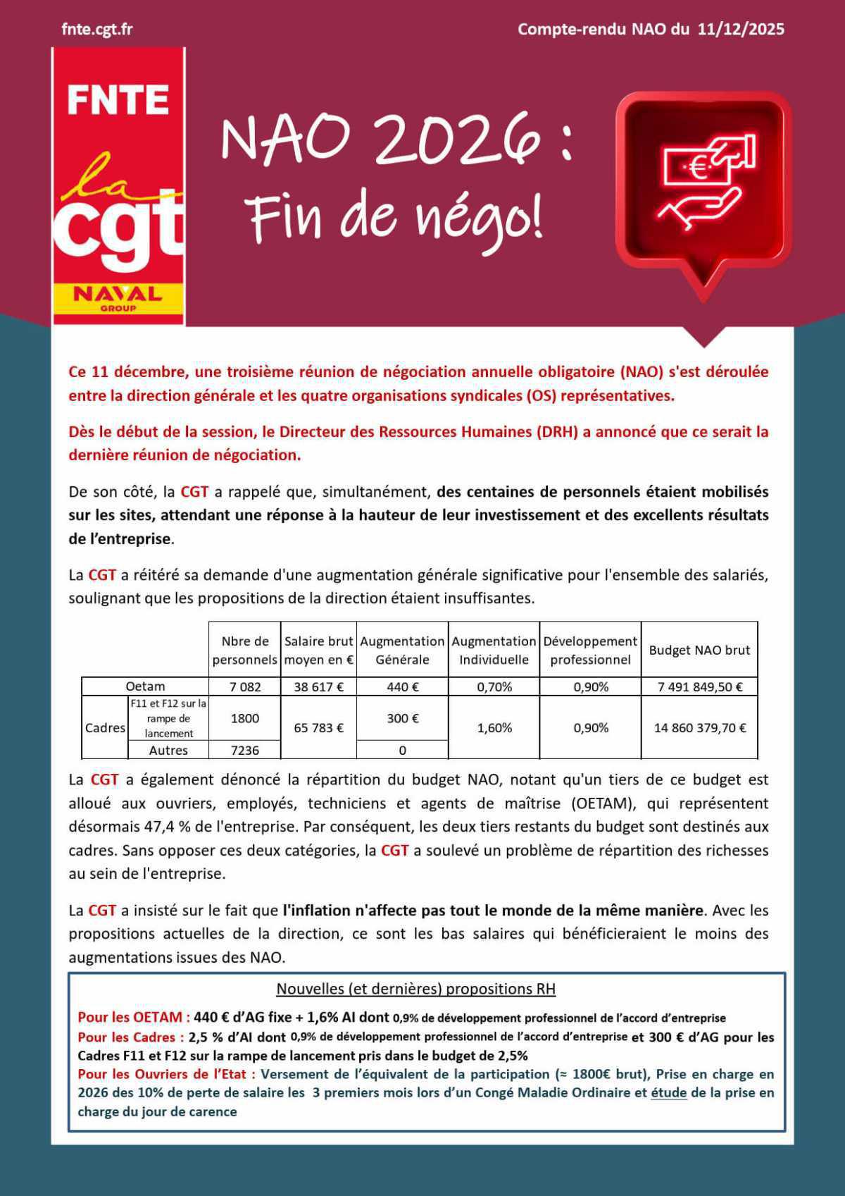 NAO 2026 : Fin de négo!