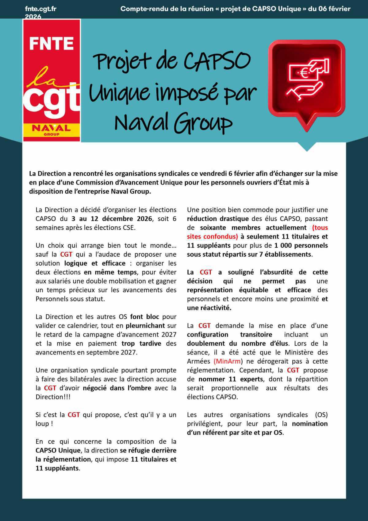 Projet de CAPSO unique imposé par Naval Group