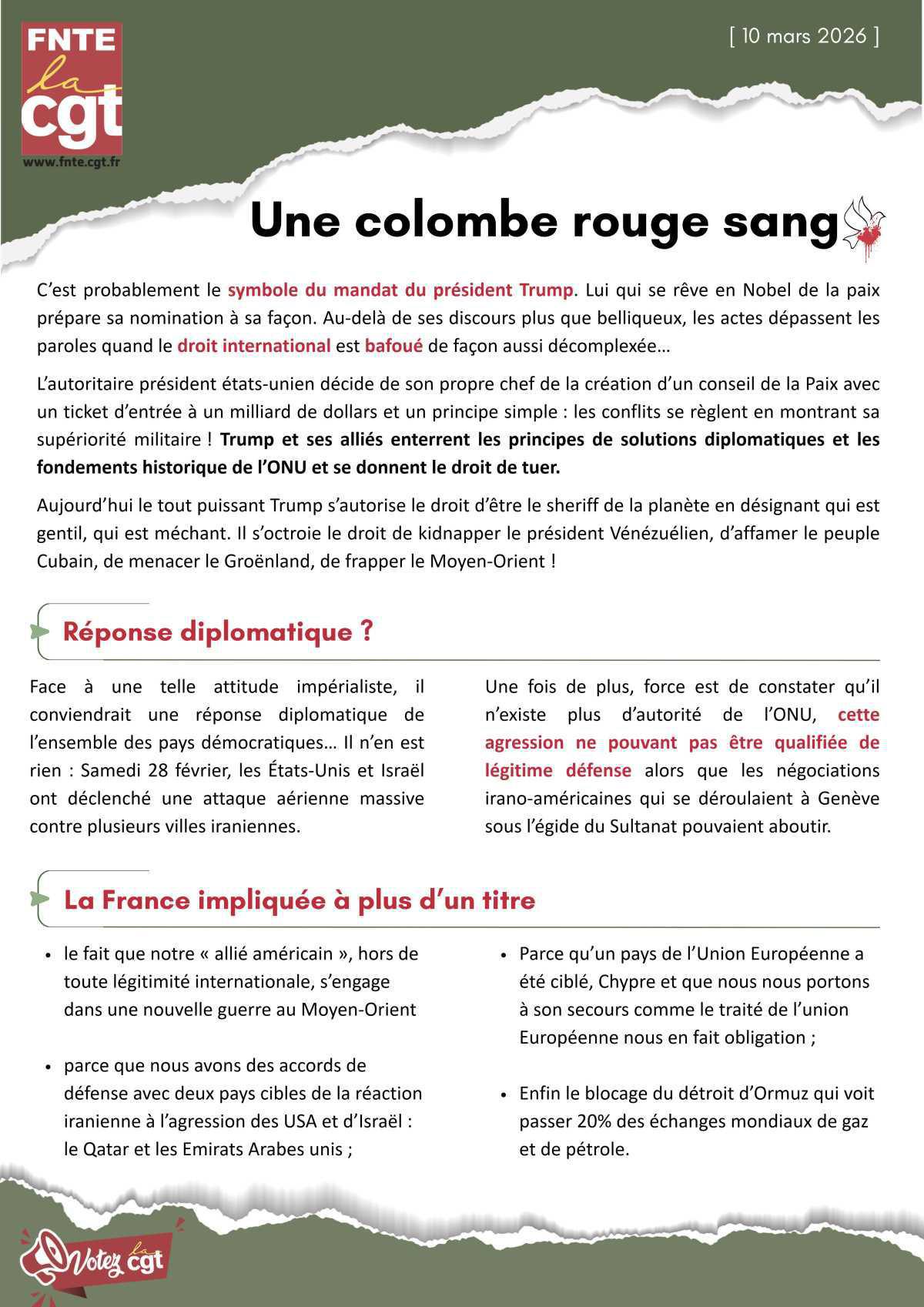 Une colombe rouge sang