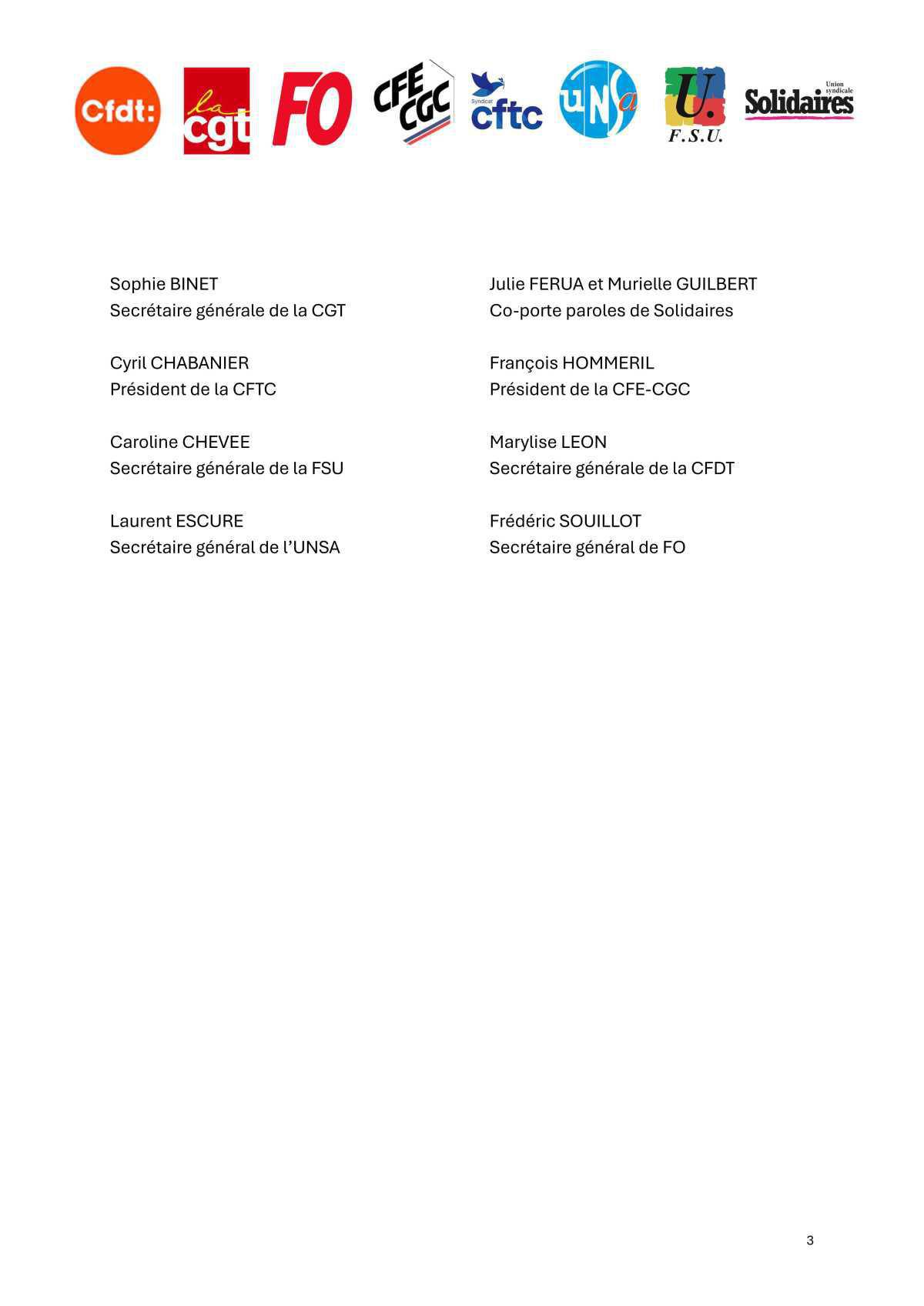 Pas touche au 1er Mai : Courrier intersyndical au 1er Ministre