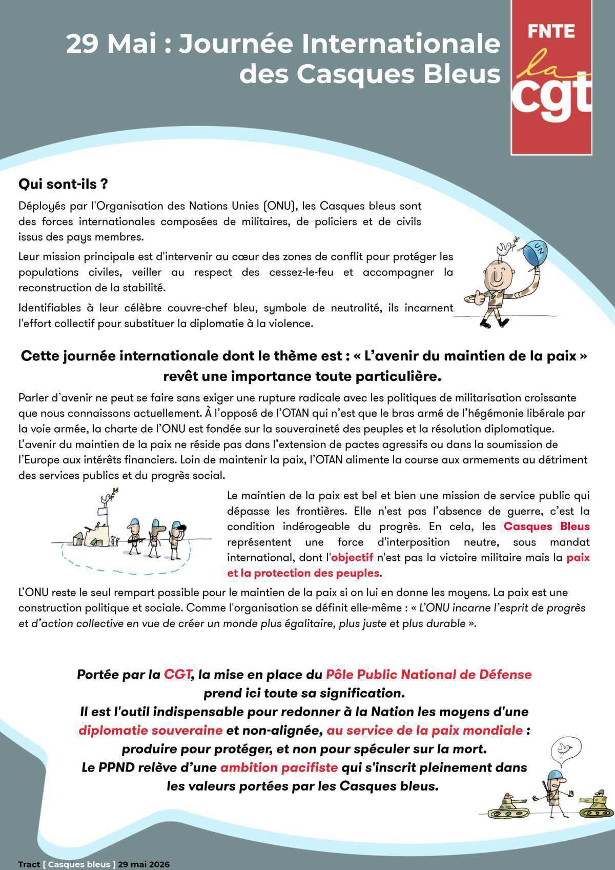 29 Mai : Journée Internationale des Casques Bleus