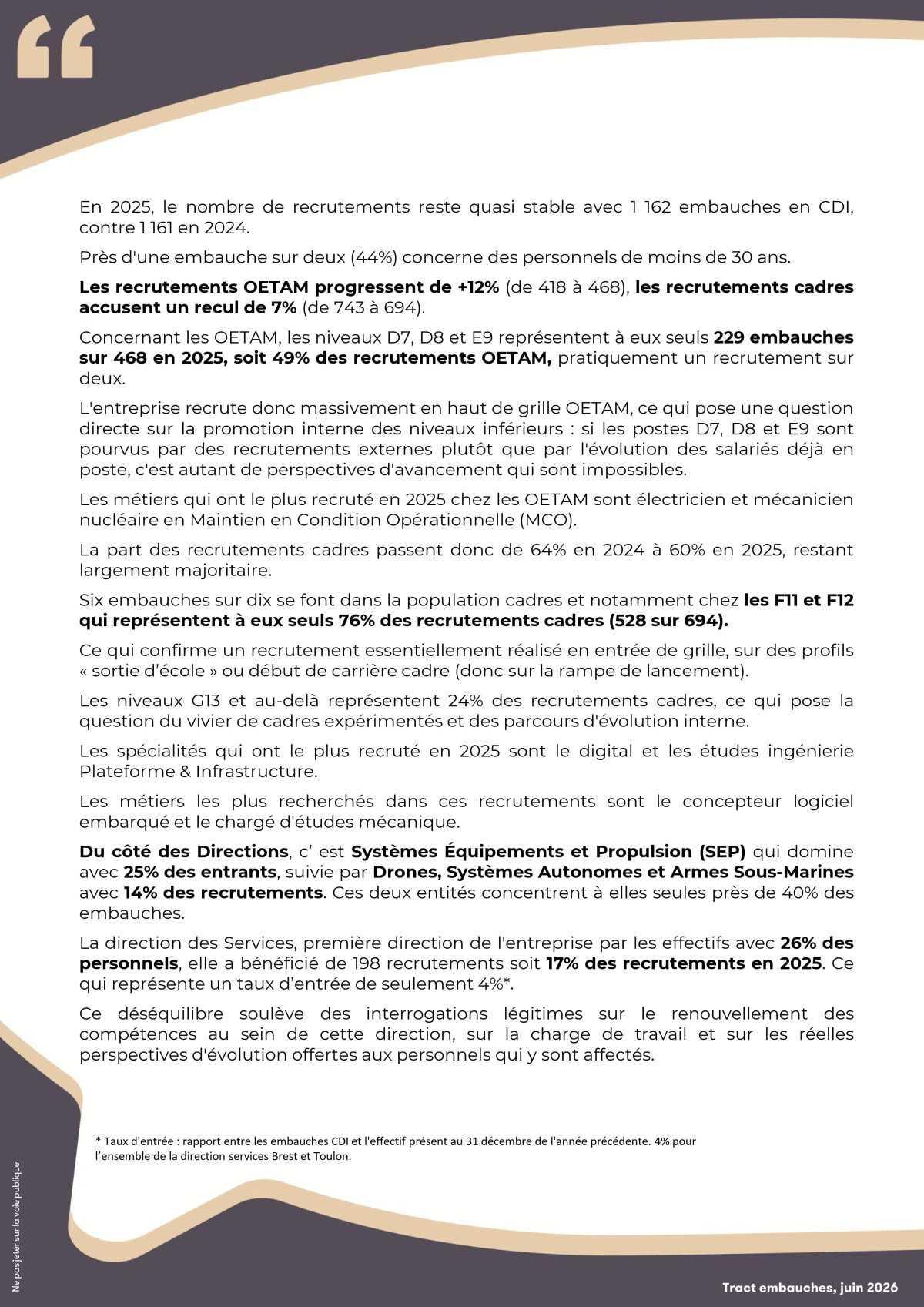 Politique Sociale de NG: Les embauches et les sorties