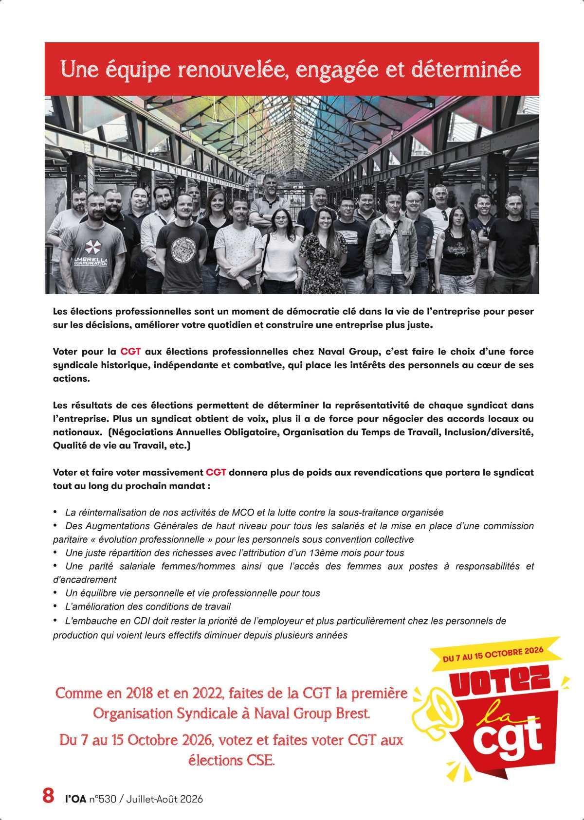 L'OA : Elections CSE Naval Group 2026