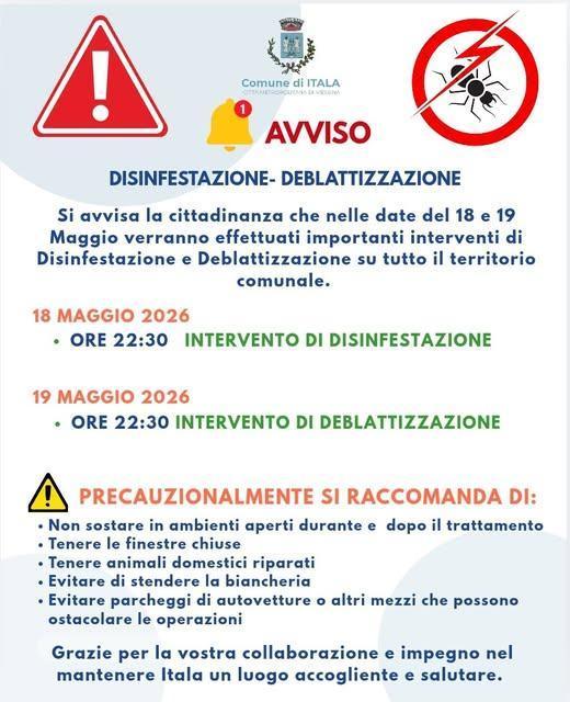 Intervento di Disinfestazione (inclusi millepiedi e aree verdi/villette) (dalle ore 22:30) Intervento di Disinfestazione (inclusi millepiedi e aree verdi/villette) (dalle ore 22:30)