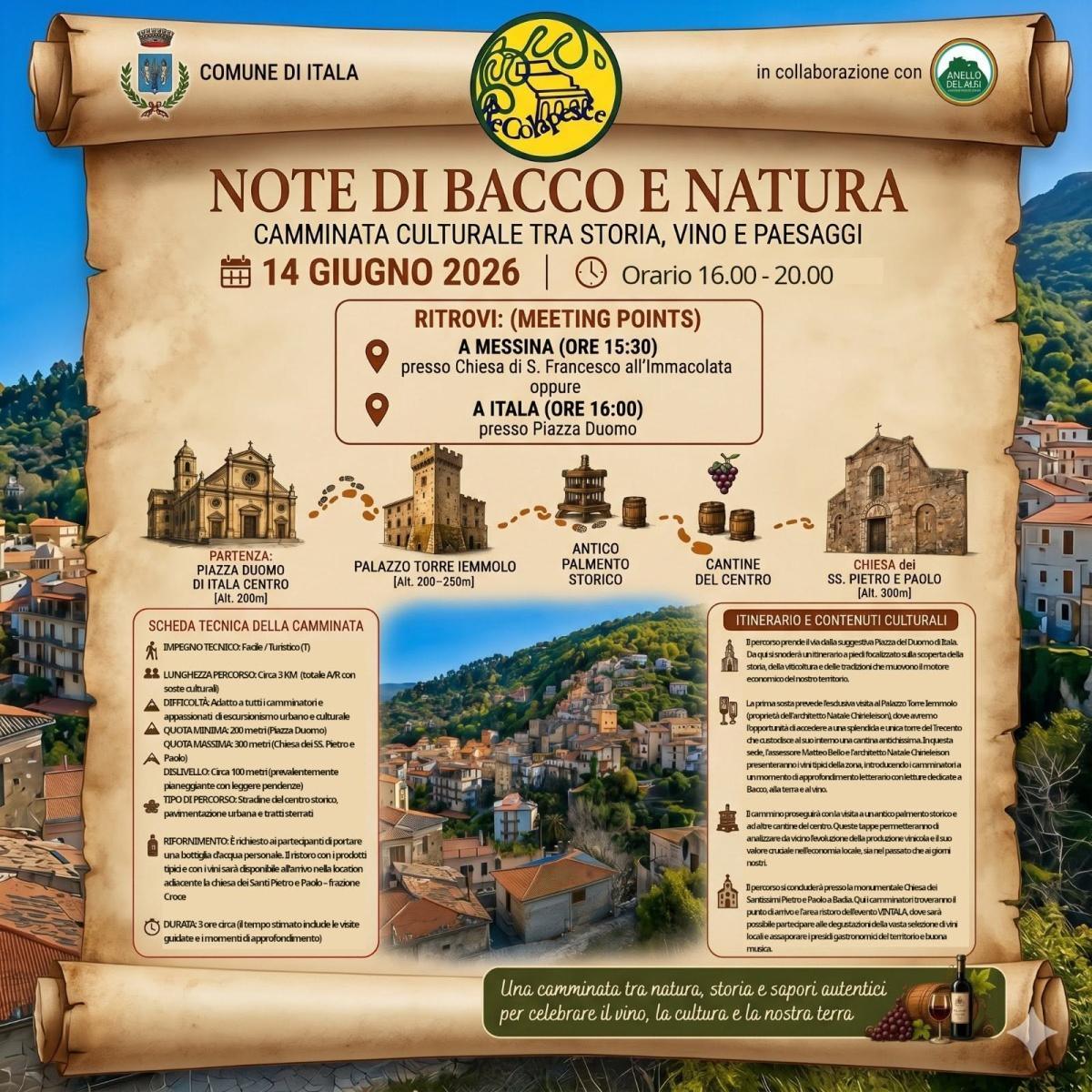 Note di Bacco e Natura - Camminata culturale tra storia, vino e paesaggi (Inizio ore 16.00)