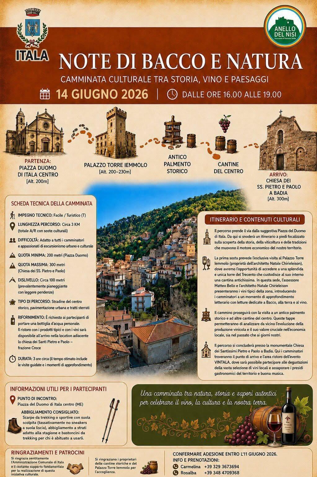 Note di Bacco e Natura - Camminata culturale tra storia, vino e paesaggi (Inizio ore 16.00) Note di Bacco e Natura - Camminata culturale tra storia, vino e paesaggi (Inizio ore 16.00)