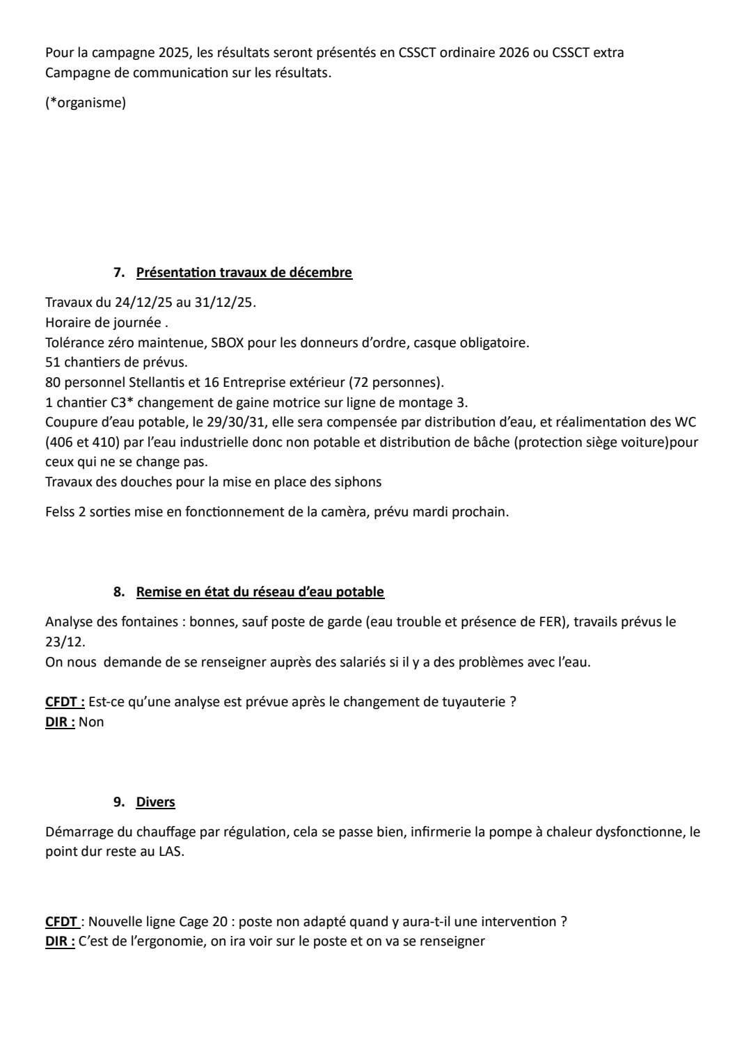 CSSCT ordinaire du 11/12 CSSCT ordinaire du 11/12